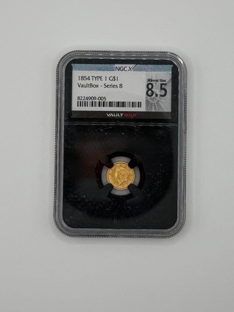 1854 Type 1 Liberty Head NGCX Vault Box About Uncirculated 8.5