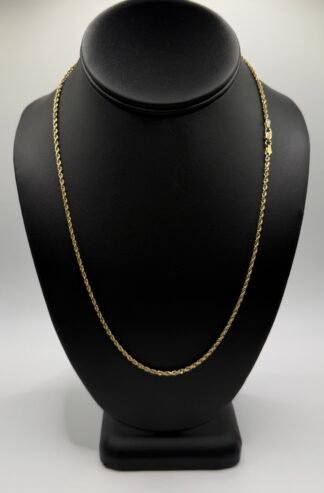 Diamond Cut Rope Chain (14K) Gold (20 inches) (2mm)