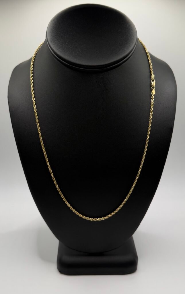 Diamond Cut Rope Chain (14K) Gold (20 inches) (2mm)