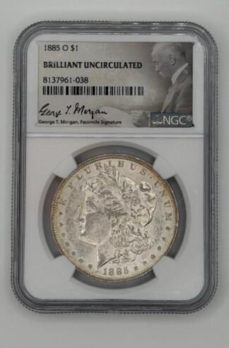 NGC Graded Morgan Silver Dollar Brilliant Uncirculated O (1885)