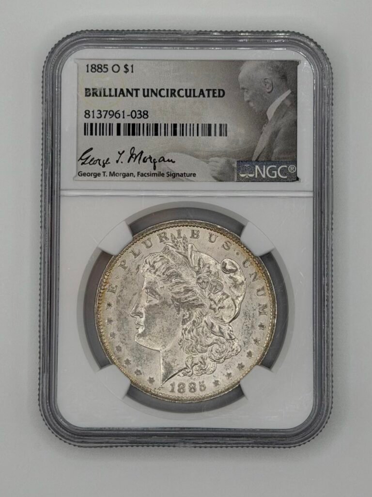 NGC Graded Morgan Silver Dollar Brilliant Uncirculated O (1885)