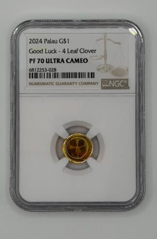 2024 Palau 1 gram Gold $1 Four-Leaf Clover PF-70 Ultra Cameo NGC