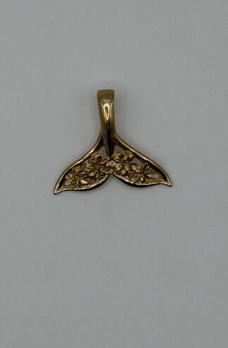 Plumeria Whale Tail Pendant (14K) Gold