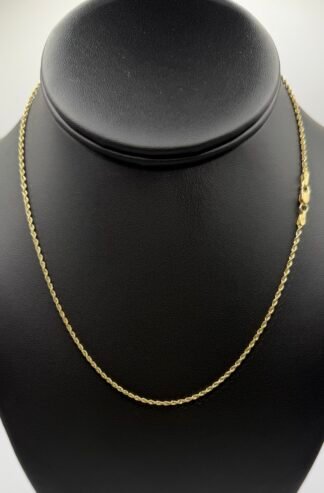 Solid Diamond Cut Rope Chain (14K) Gold (16 inch)