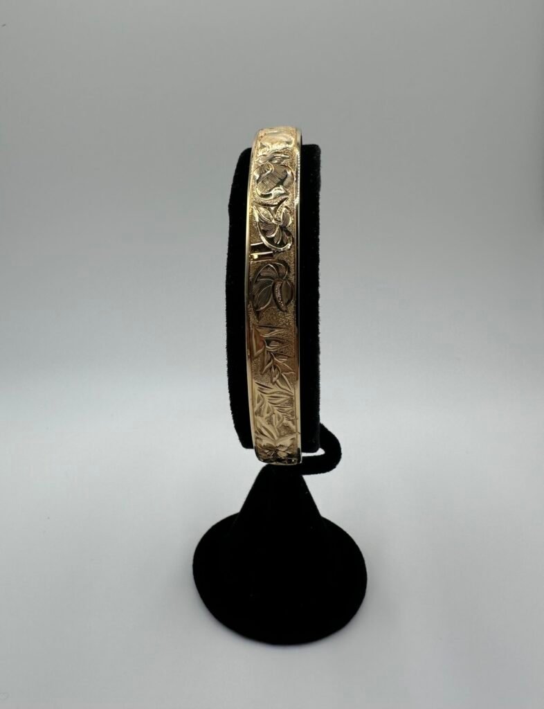 Flowers of Hawaii Pattern 14k Solid Gold Hawaiian Bangle