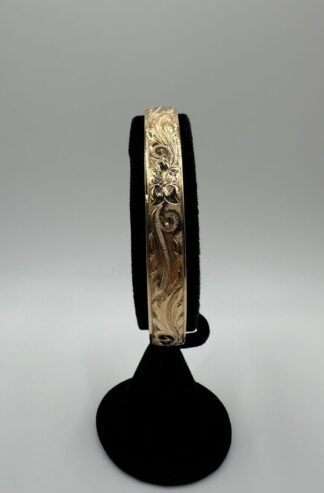 Queen Emma Pattern 14k Gold Solid Hawaiian Bangle