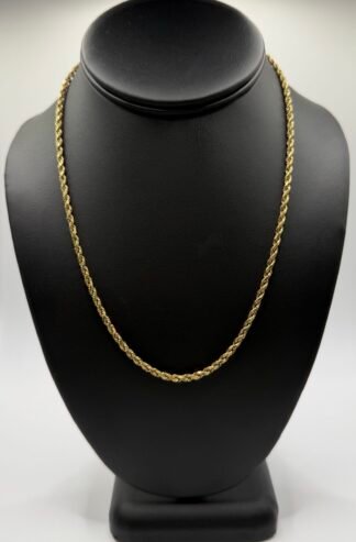Diamond Cut Rope Chain (10K) Gold (20 inches) (3mm)