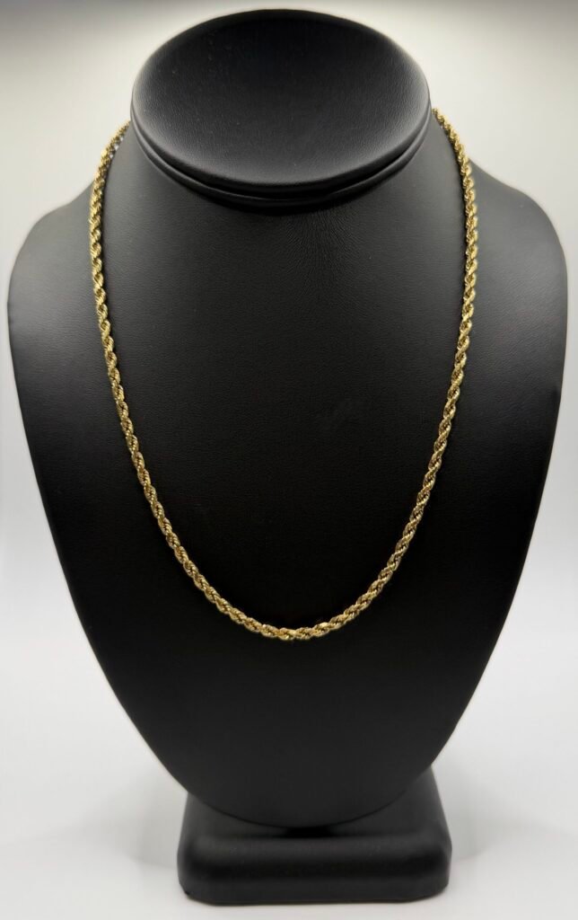 Diamond Cut Rope Chain (10K) Gold (20 inches) (3mm)