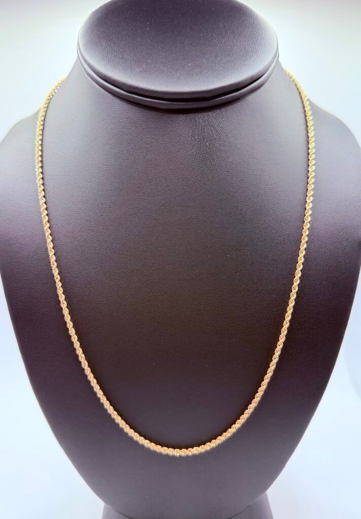 Semi Solid Rope Chain (14K) Gold (20 inches) (2mm)