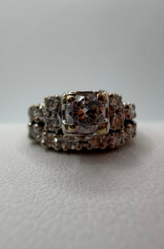 Wedding Set Natural Diamond 14k Ring Half Carat Center Stone