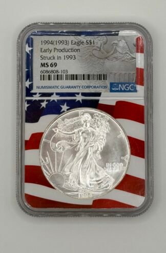 1994 Early Production Silver Eagle NGC Ms69 Struck In 1993 (Population of 211)