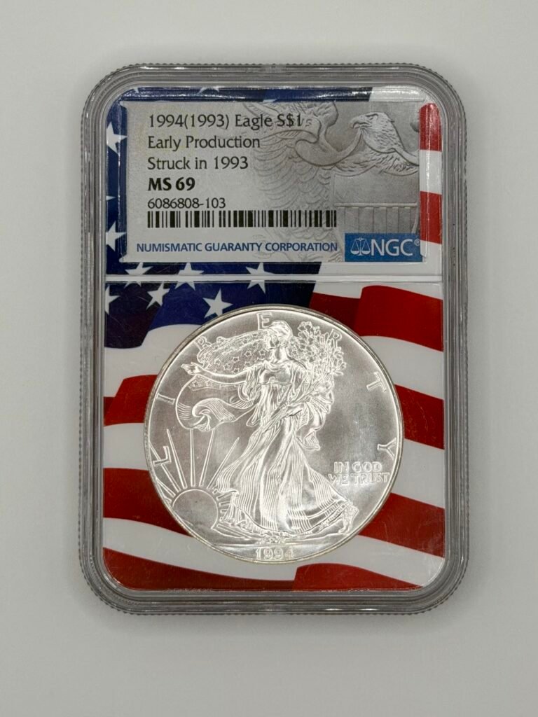 1994 Early Production Silver Eagle NGC Ms69 Struck In 1993 (Population of 211)