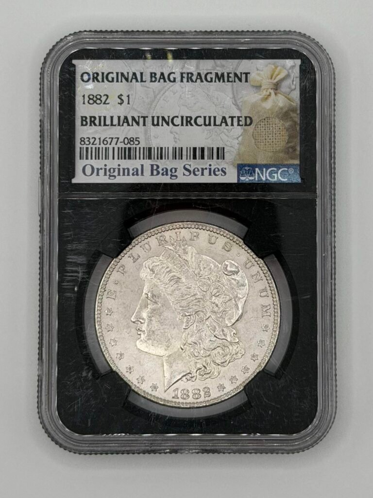 1882 Morgan Silver Dollar Original Bag Fragment Series NGC Brilliant Uncirculated