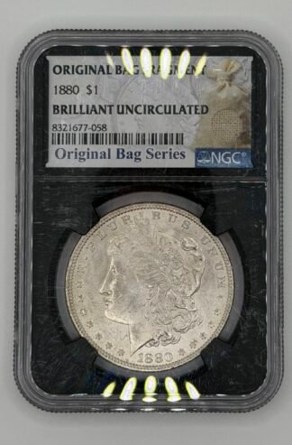 1880 - P Morgan Silver Dollar Original Bag Fragment Series NGC Brilliant Uncirculated