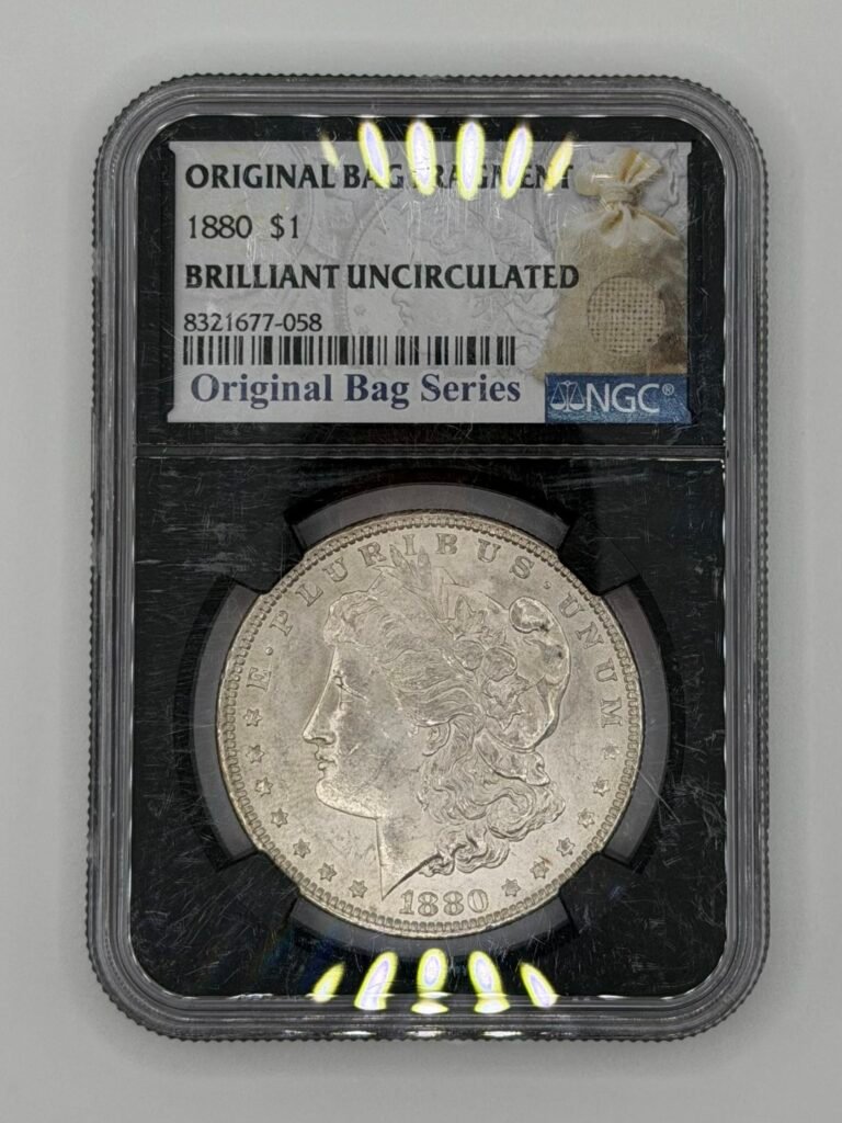 1880 - P Morgan Silver Dollar Original Bag Fragment Series NGC Brilliant Uncirculated