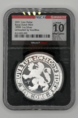 2021 NGCX Poof 10 Netherlands 1 oz Silver Lion Dollar (VaultBOX) Ultra Cameo