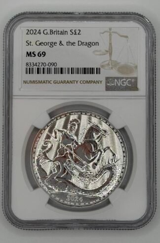 NGC MS-69 2024 Great Britain 1 oz Silver St. George and the Dragon