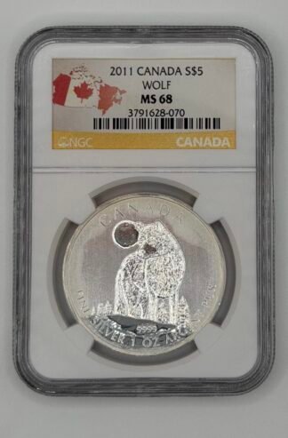 2011 Canada 1 oz Silver Wildlife Series Wolf MS-68 NGC