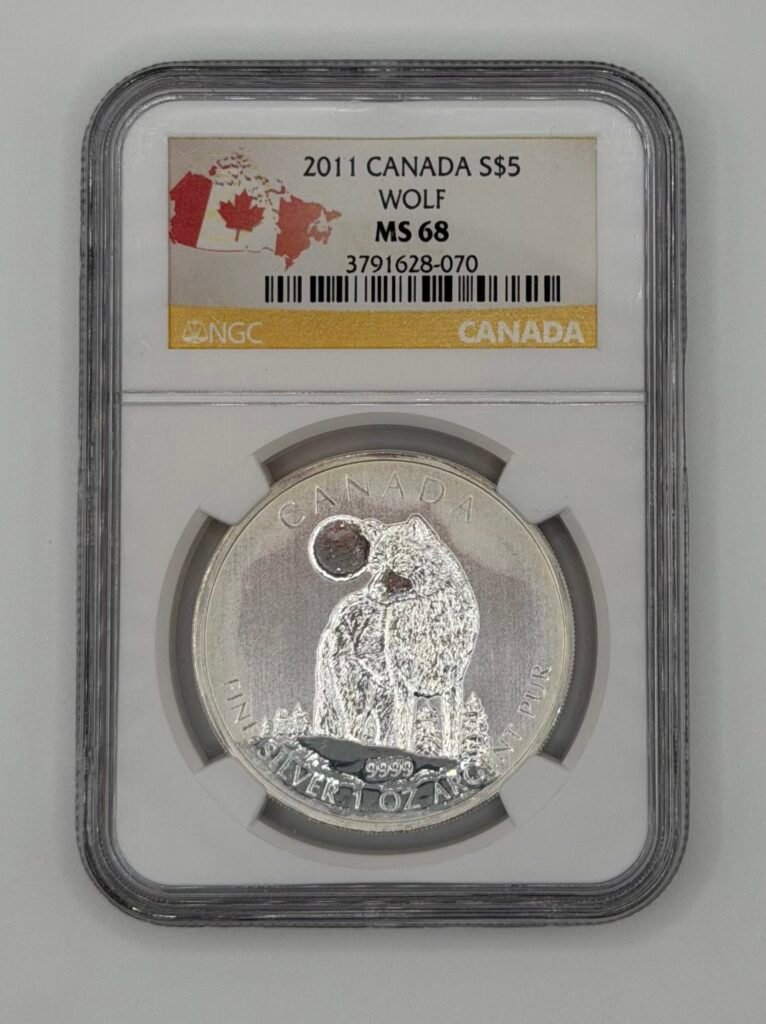 2011 Canada 1 oz Silver Wildlife Series Wolf MS-68 NGC