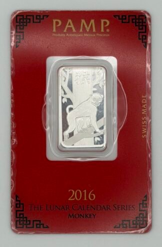 Lunar Monkey 10 Gram Silver Bar - PAMP Lady Fortuna (In Assay)