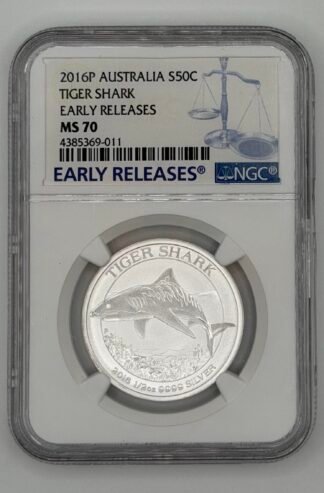 2016 Australia 1/2 oz Silver Tiger Shark MS-70 NGC (Early Release)
