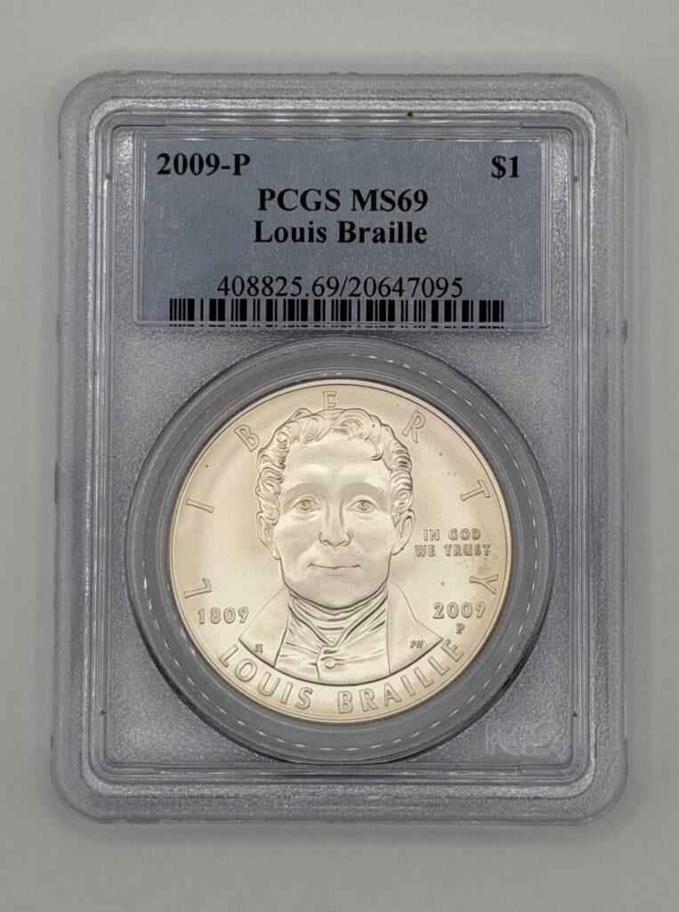 2009-P Louis Braille $1 Silver Commemerative MS-69 PCGS