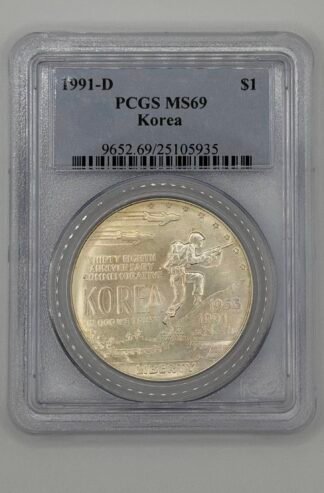 1991-D Korean War $1 Silver Commem MS-69 NGC