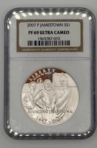 2007-P Ultra CAMEO Jamestown 400th Anniversary $1 Silver Commemorative MS-69 NGC