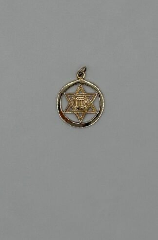 14K Yellow Gold Star of David and Menorah Pendant
