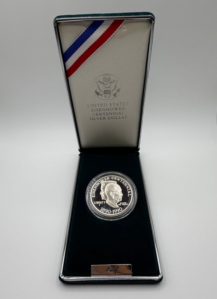 1990-P Eisenhower Centennial $1 Silver Commemerative Proof (w/Box & COA)