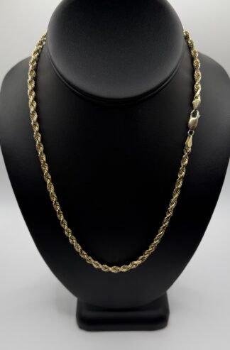 Solid Diamond Cut Rope Chain (14K) Gold (18 inches) (4.5mm)