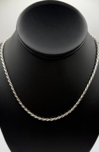 Solid Diamond Cut Rope Chain (.925) Sterling Silver (20 inches) (2.6mm)