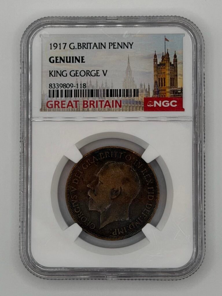 1917 Great Britain Penny Genuine King George V NGC