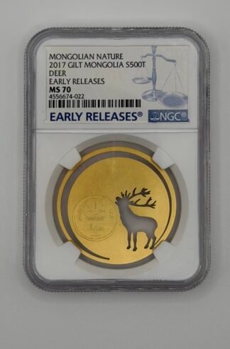 2017 Mongolia Silver 500 Togrog Mongolian Roaring Deer MS-70 NGC