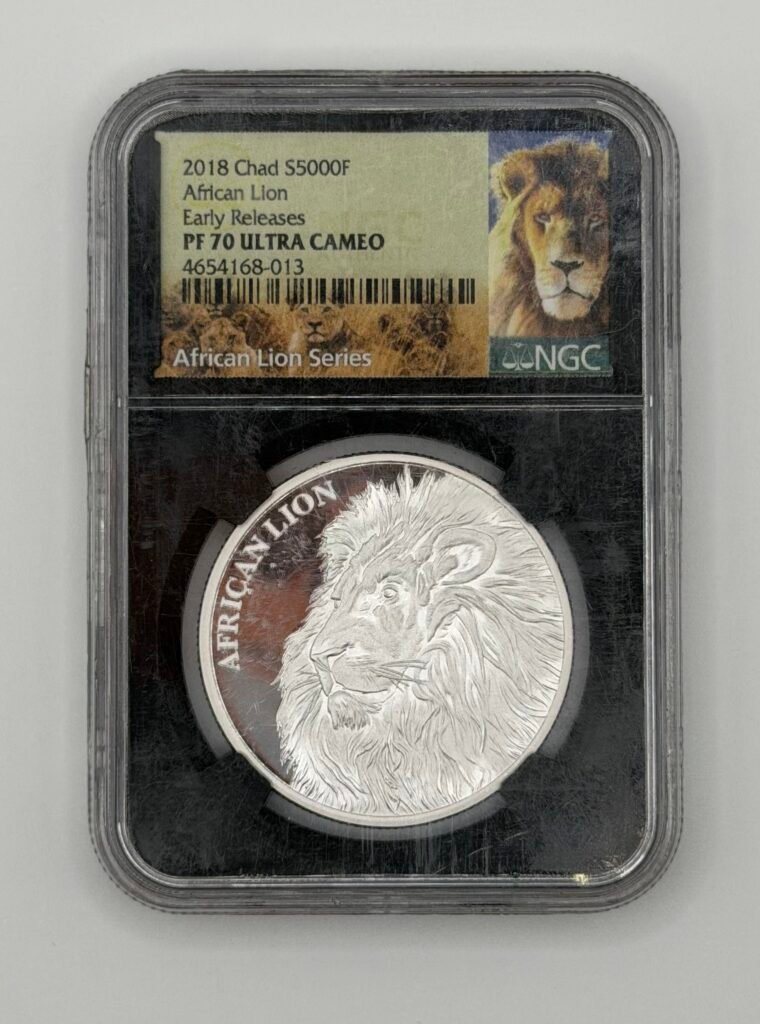 2018 Chad AFRICAN LION .999 Silver 1oz Coin NGC PF70 Ultra Cameo First Releases