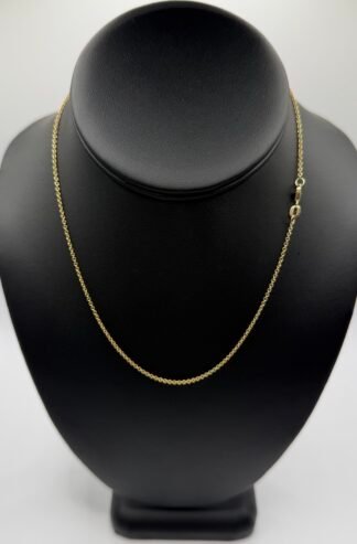 Solid Simple Link Chain (14K) Gold (15 inches) (1mm)