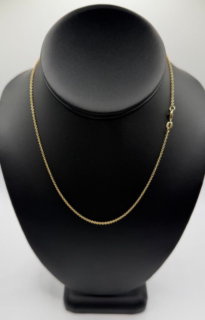 Solid Simple Link Chain (14K) Gold (15 inches) (1mm)