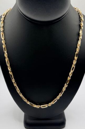 Diamond Cut Milano Chain (14K) Solid Gold (24 inches) (5mm)