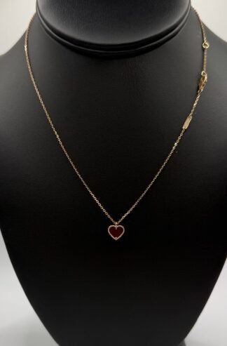 (Van Cleef & Arpels) Sweet Hearts Pendant, 18K Rose Gold, Carnelian Necklace