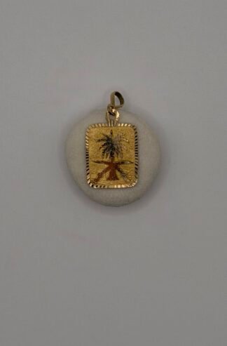 21K Gold Saudi Arabia Palm Tree & Swords Pendant