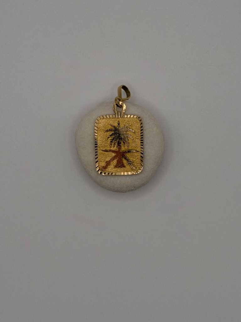 21K Gold Saudi Arabia Palm Tree & Swords Pendant