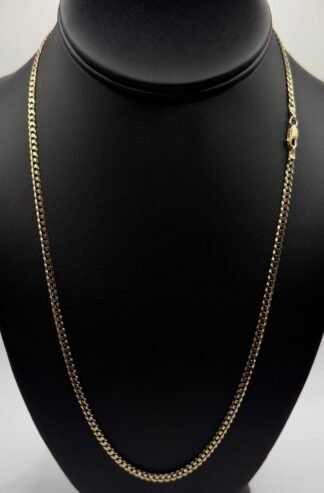 Diamond Cut Flat Curb Chain (14K) Solid Gold (23 inches) (3 mm)