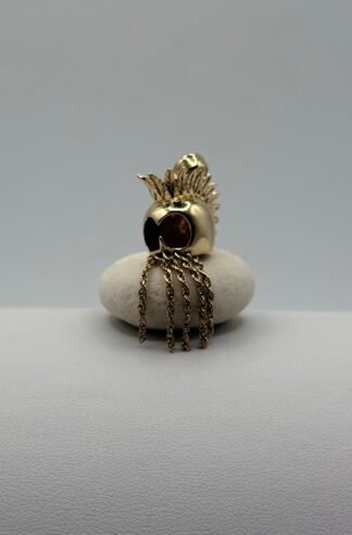 Solid (14K Gold) Hawaiian Warrior Mahiole Makini Ikaika Helmet Pendant