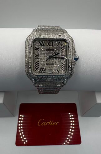 Natural Diamond Cartier Santos WSSA0009 No Missing Stones Or Damage (Large Size)