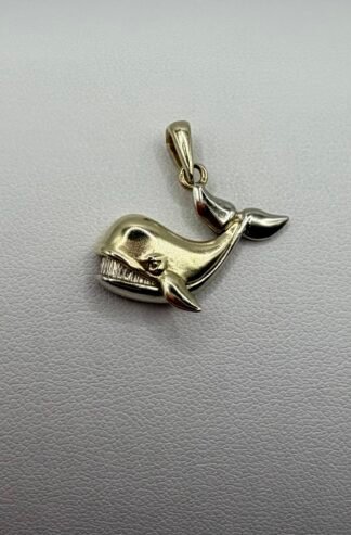 Solid (14K Gold) Two Tone Whale Pendant