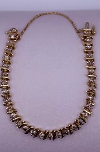 14k Solid Gold and Natural Diamond Tennis Bracelet (8 Carat Total Weight) 4mm Round Stones