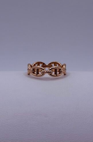 Authentic Hermes Chaine D'Ancre Enchaine Ring 18K Gold