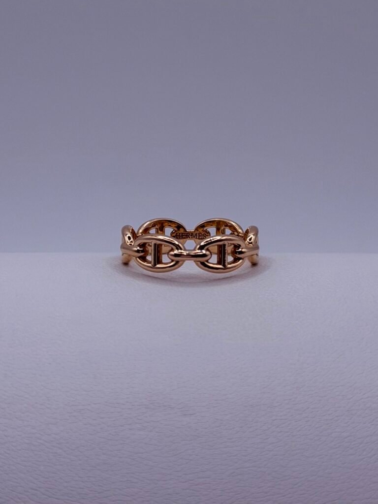 Authentic Hermes Chaine D'Ancre Enchaine Ring 18K Gold