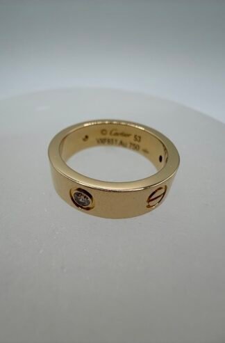 (Cartier) 18k (Love) Ring, Classic Model, 3 Diamonds (Size 6.75)