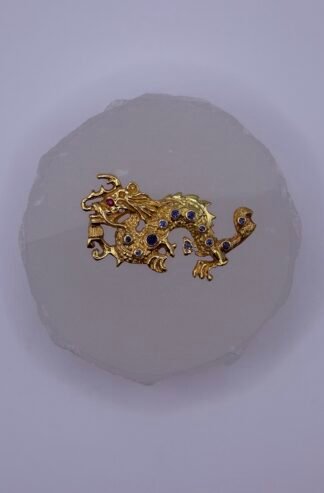 Ruby and Sapphire Dragon Figurine in 18k Solid Gold